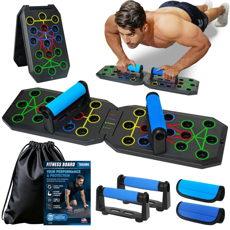 TASZOOS Push Up Board Fitness - Portable Foldable Pushup Board - 20 in 1 Push Up Bar at Home Gym