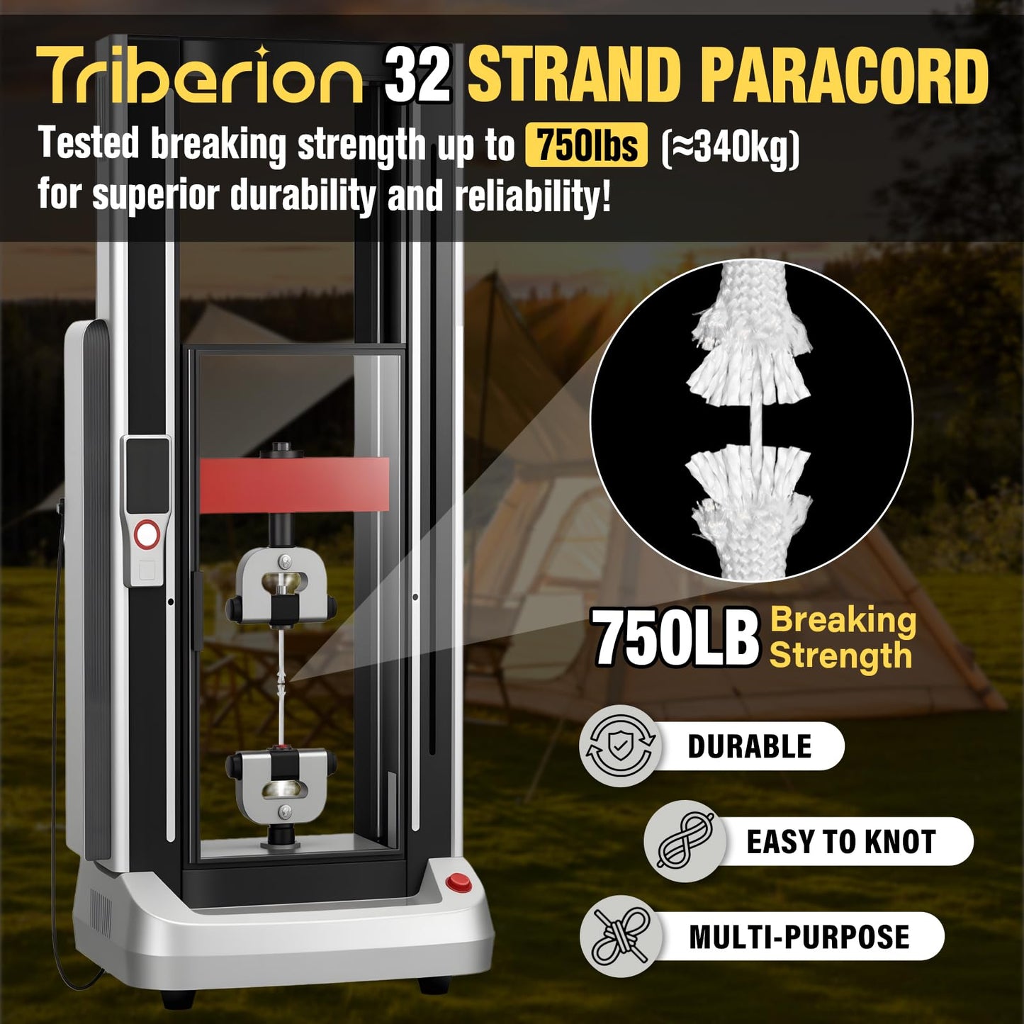 TRIBERION Paracord Rope 750 lb - 1000ft 5/32" Parachute Cord 4MM 12-Strand para Cord - Heavy Duty Spool String for Survival,Camping Gear, Survival Bracelet, Clothesline - White