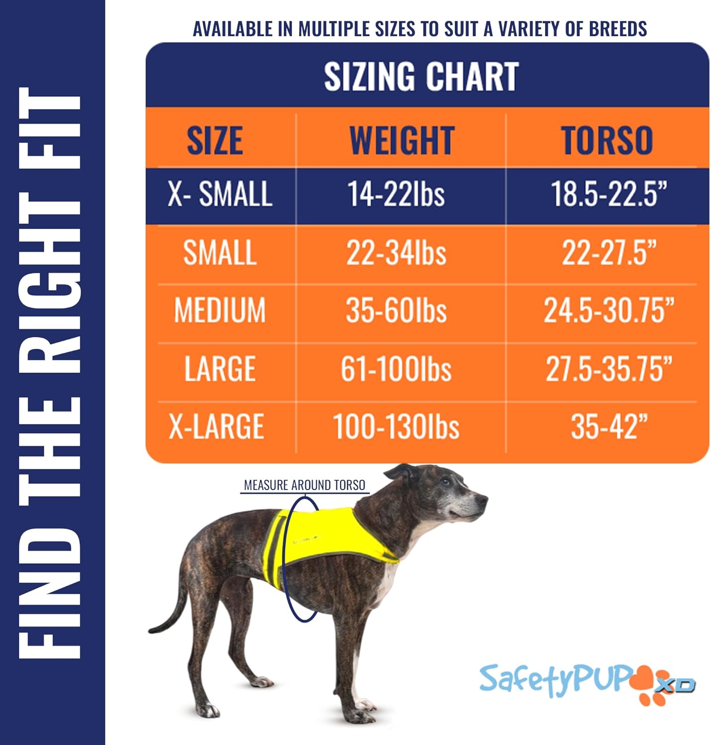 SafetyPUP Dog Vest | Reflective Hi-Visibility Fluorescent Yellow | Mid Back Coverage for Safety