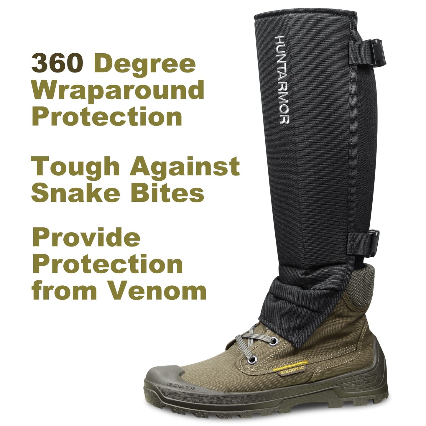 QOGIR Snake Gaiters, Durable Snake Guards with Hard Protective EVA Outer Shell, Snake Chaps Bite Protection for Lower Legs, Adjustable Snake Proof Gaiters for Hunting Hiking and Farm Working