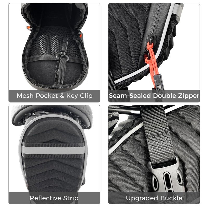 Danuosie Bike Saddle Bag, 1L Semi-rigid 3D Shell Bicycle Seat Bag Under Seat with Quick-Release Buckles, Water-Resistant Bike Tool Bag for Mountain Road Bikes Cycling, Black