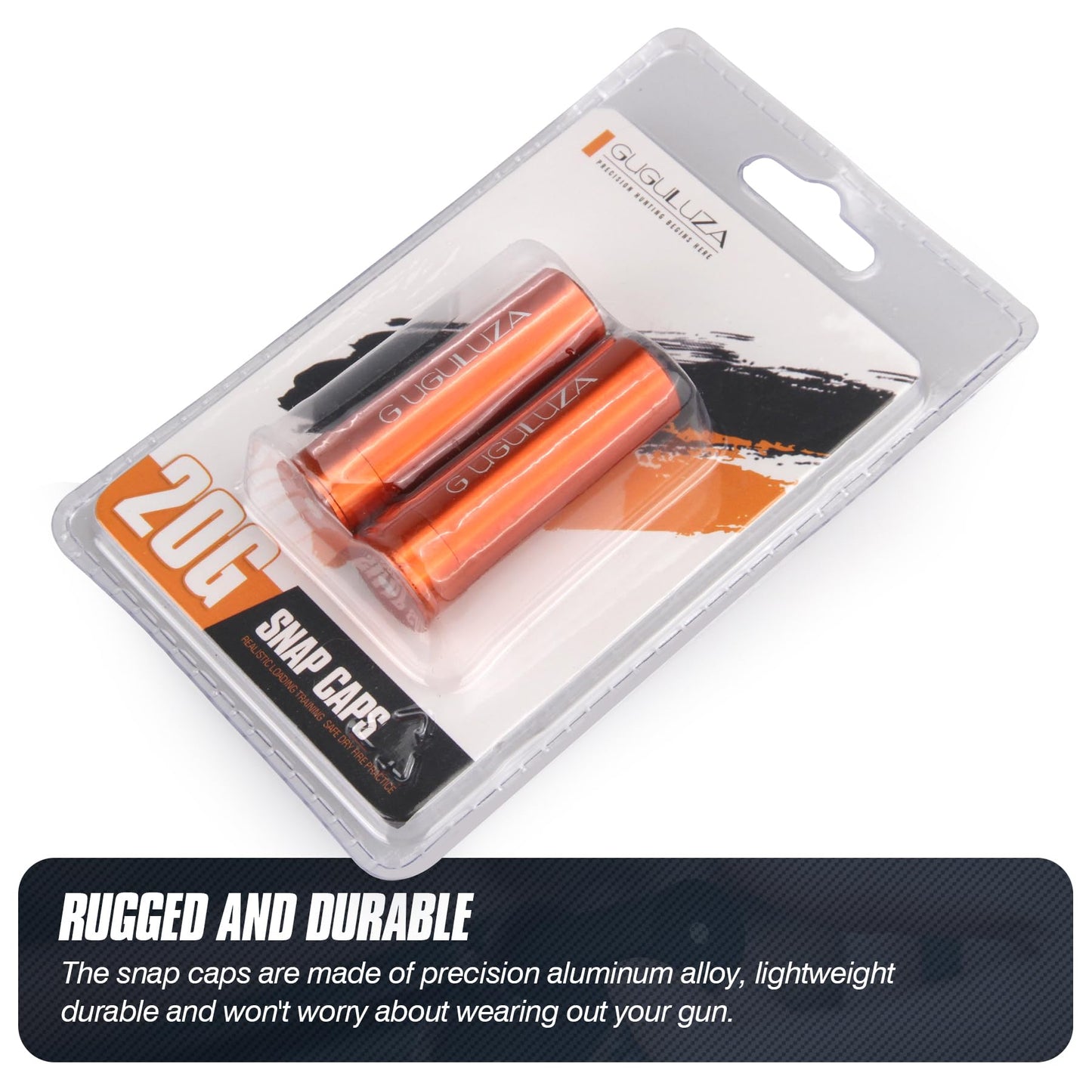 GUGULUZA 4-Pack Aluminum Snap Caps, 12 Gauge / 20 GA Shotgun Dummy Rounds for Dry Fire Training — Reusable, with High-Visibility Orange Coating for Safe Loading Practice, 20 GA