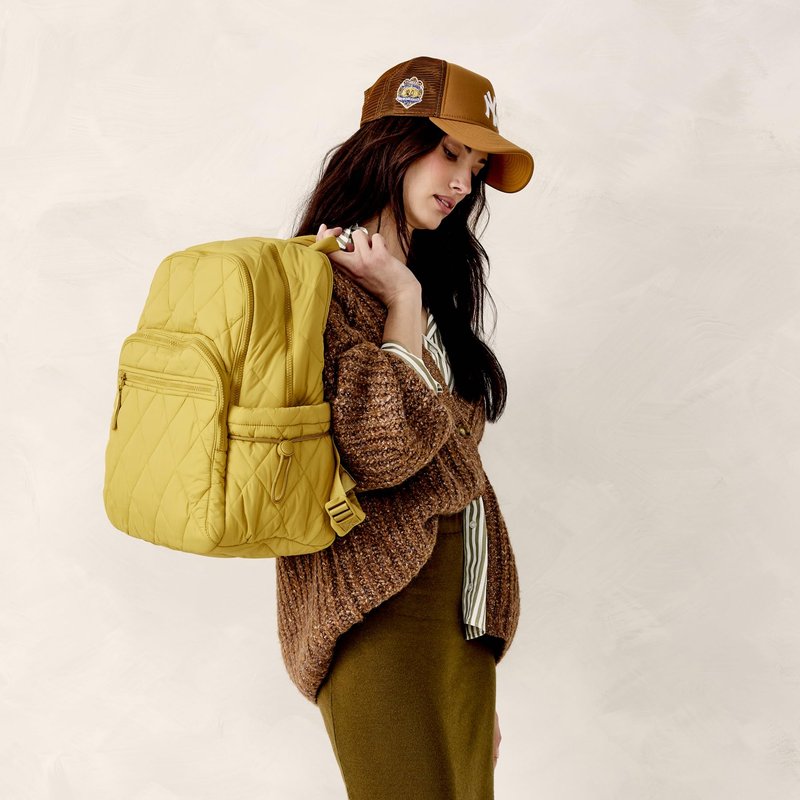 Vera Bradley Women's Featherweight Large Bancroft Backpack, Golden Olive, One Size