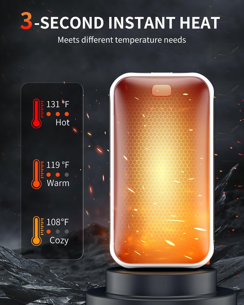 Lerat Hand Warmers Rechargeable 2 Pack, Portable Electric Hand Warmer Max 131℉, Reusable Slim Pocket Heater Handwarmers, Gifts for Men, Women, Outdoor, Golf, Camping, Hunting Essentials