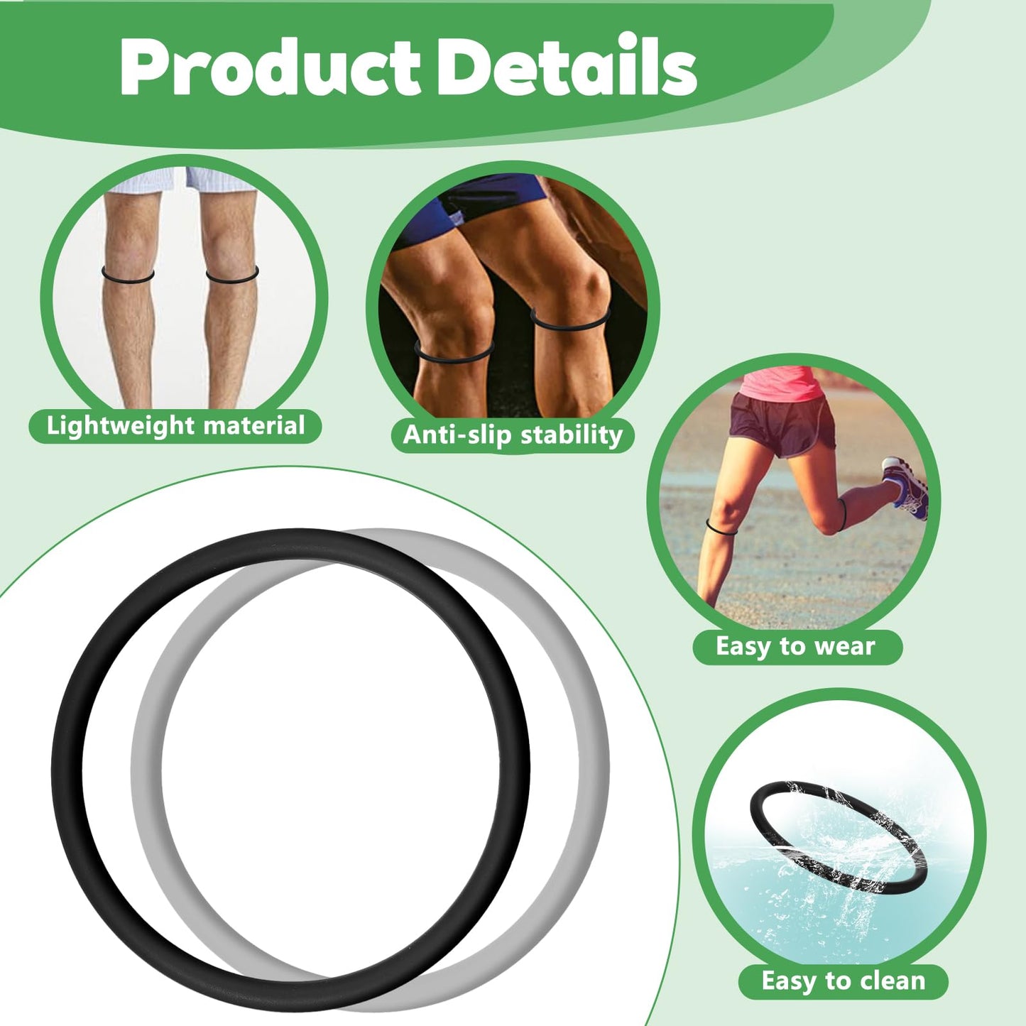 LXUEJIE 8pcs Patella Bands, Patellar Tendon Support Strap for Knee Pain Relief, Silicone Patellar Tendon Knee Strap for Men & Women in Basketball, Soccer, Running, Hiking Sports