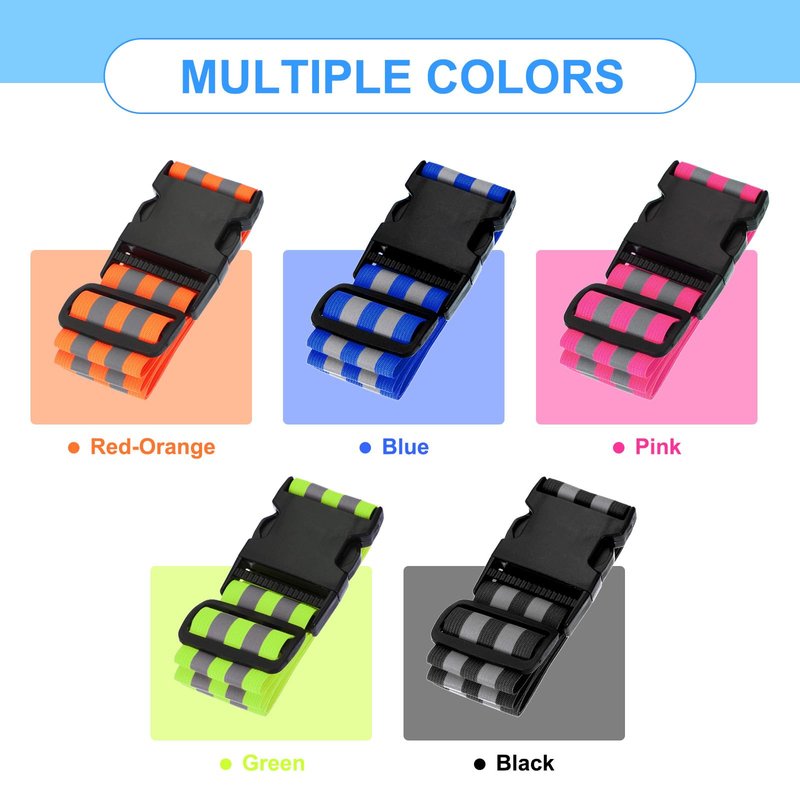 PATIKIL Adjustable Reflective Running Belt 1.9 Inch, 2 Pcs Glow Pt Belt Sash for Cycling Walking Motorcycle Gear, Black
