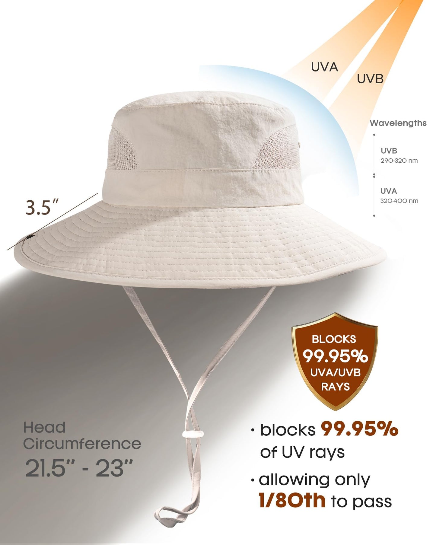 FURTALK Womens Sun Hat with Ponytail Hole Beach Hiking Summer Wide Brim UPF 50+ Outdoor Protection Foldable Bucket Hat Beige, One Size