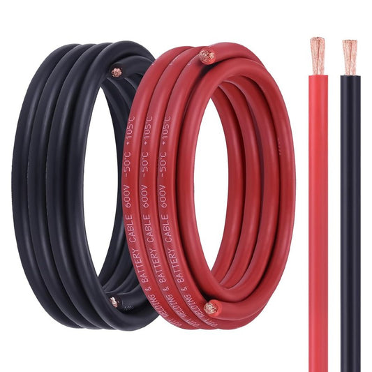 6 Gauge Battery Cable - 15FT Red & Black 6 AWG Stranded Oxygen-Free Copper Wire for Automotive & Solar Use