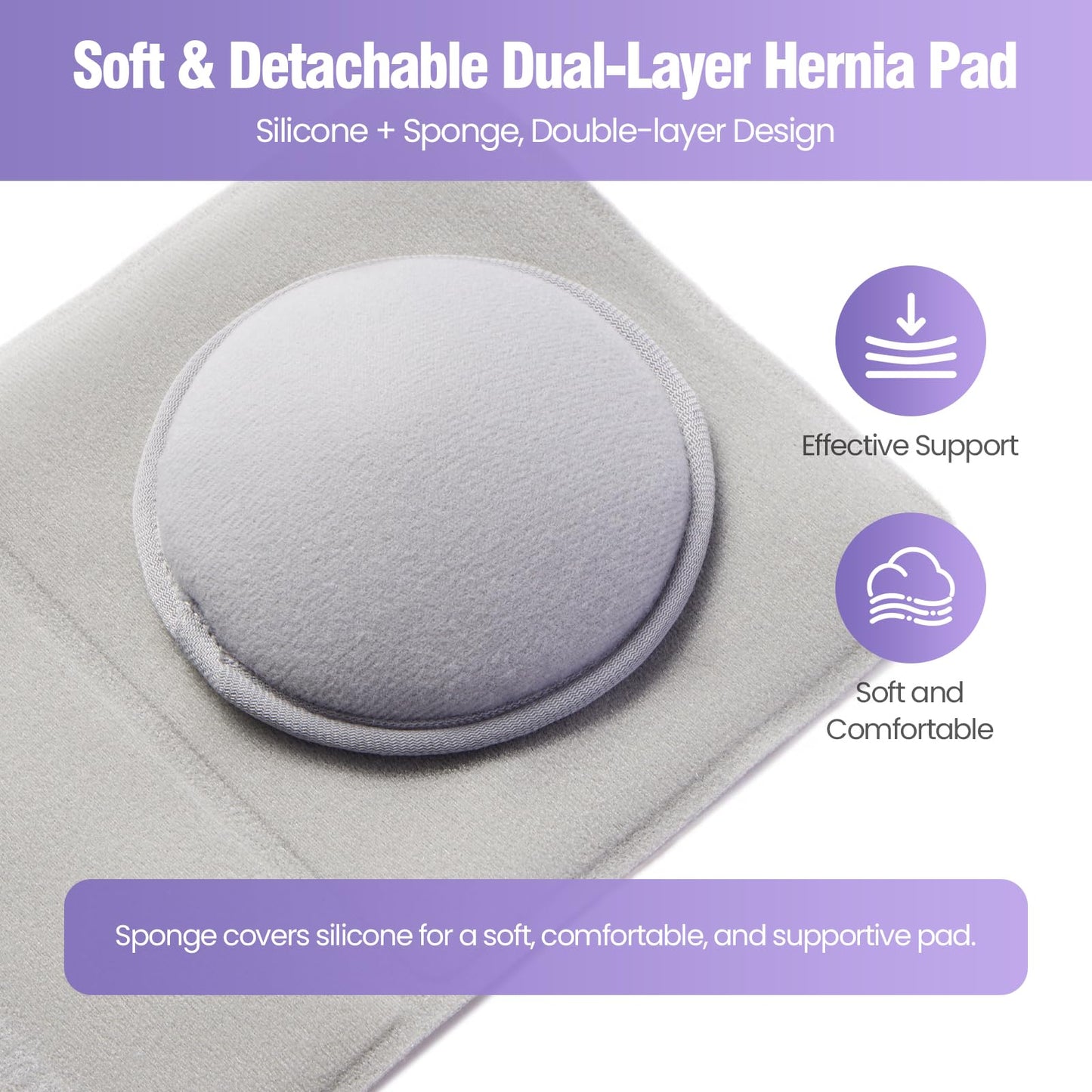 Hernia Belts for Men and Women – Front-Closure Abdominal Binder with Extra Compression Strap & Soft Detachable Dual-Layer Hernia Pad – Comfortable Hernia Support for Men Post Surgery or Daily Relief (S/M 28–38 in)