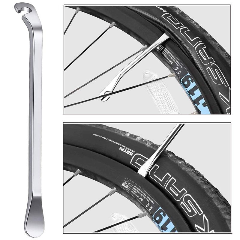 CHIVENIDO Bike Spoke Wrench Set, 7PCS Portable Bicycle Spoke Tool Kit Includes 8 Way Bike Rim Truing Tool, Spoke Key with Rubber Handle, Tire Lever, Y-Type Hex Wrench, Y-Type Socket Wrench