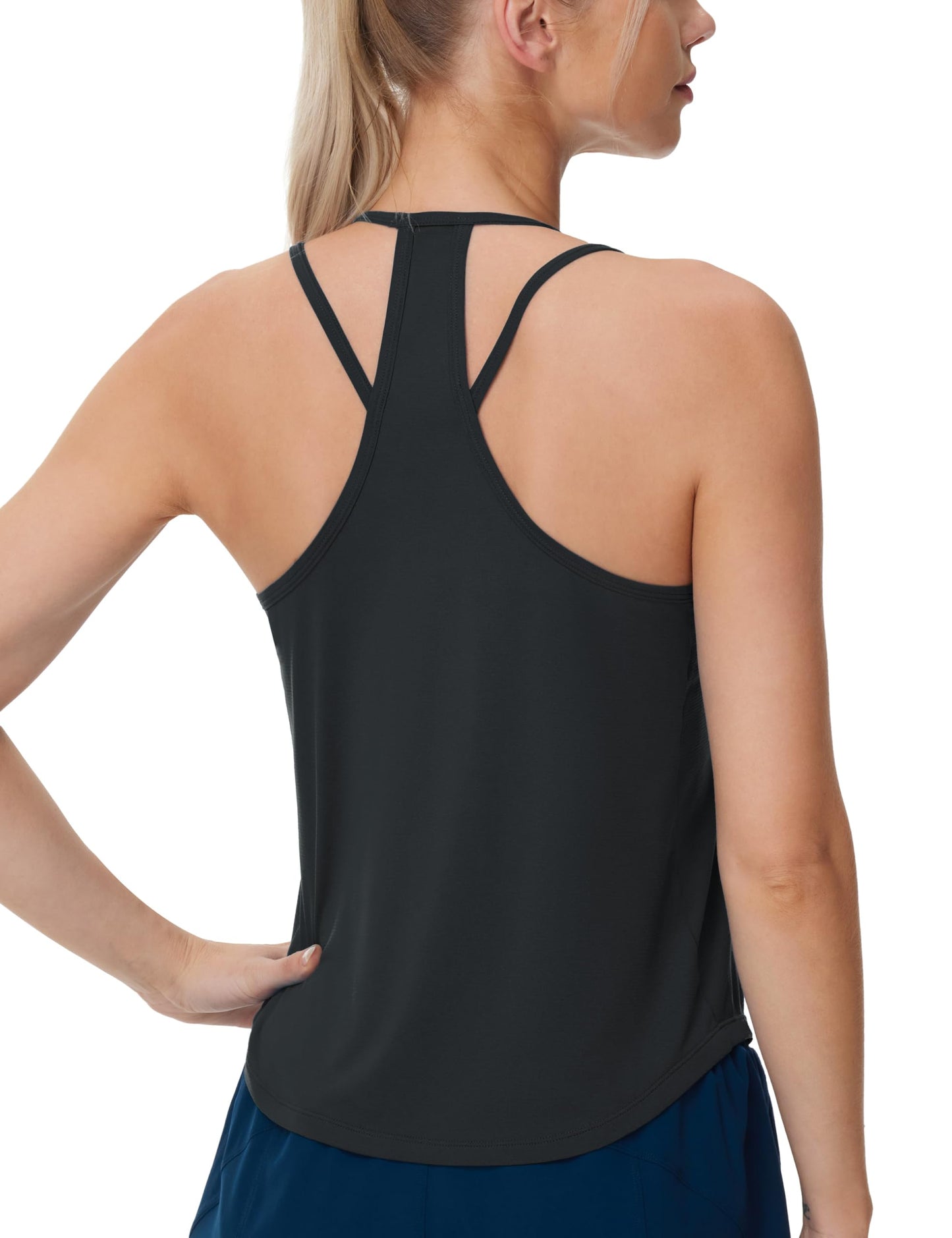 THE GYM PEOPLE Womens Racerback Workout Tank Tops Lightweight Stretchy Sleeveless Running Athletic Yoga Tee Shirts Black