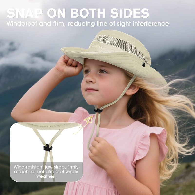 Outdoor Kids Sun Hat - UPF 50+ Quick Dry Adjustable Bucket Hat | Windproof Waterproof for Beach & Safari