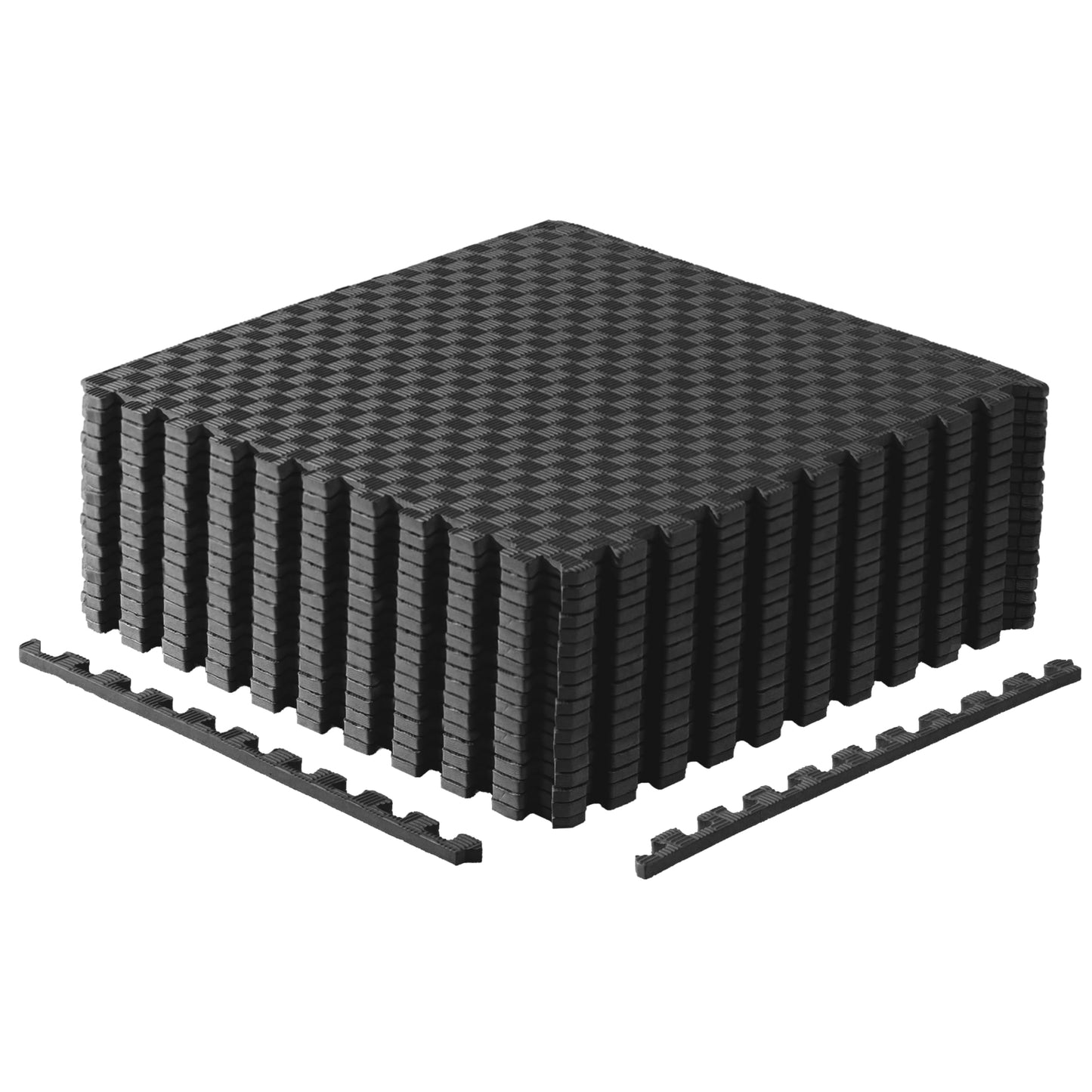 CAP Barbell 1/2-Inch Interlocking EVA Foam Exercise Puzzle Mat Home Gym Flooring - 3 Pack | 24" x 24" x 1/2" | Tatami Pattern - Black