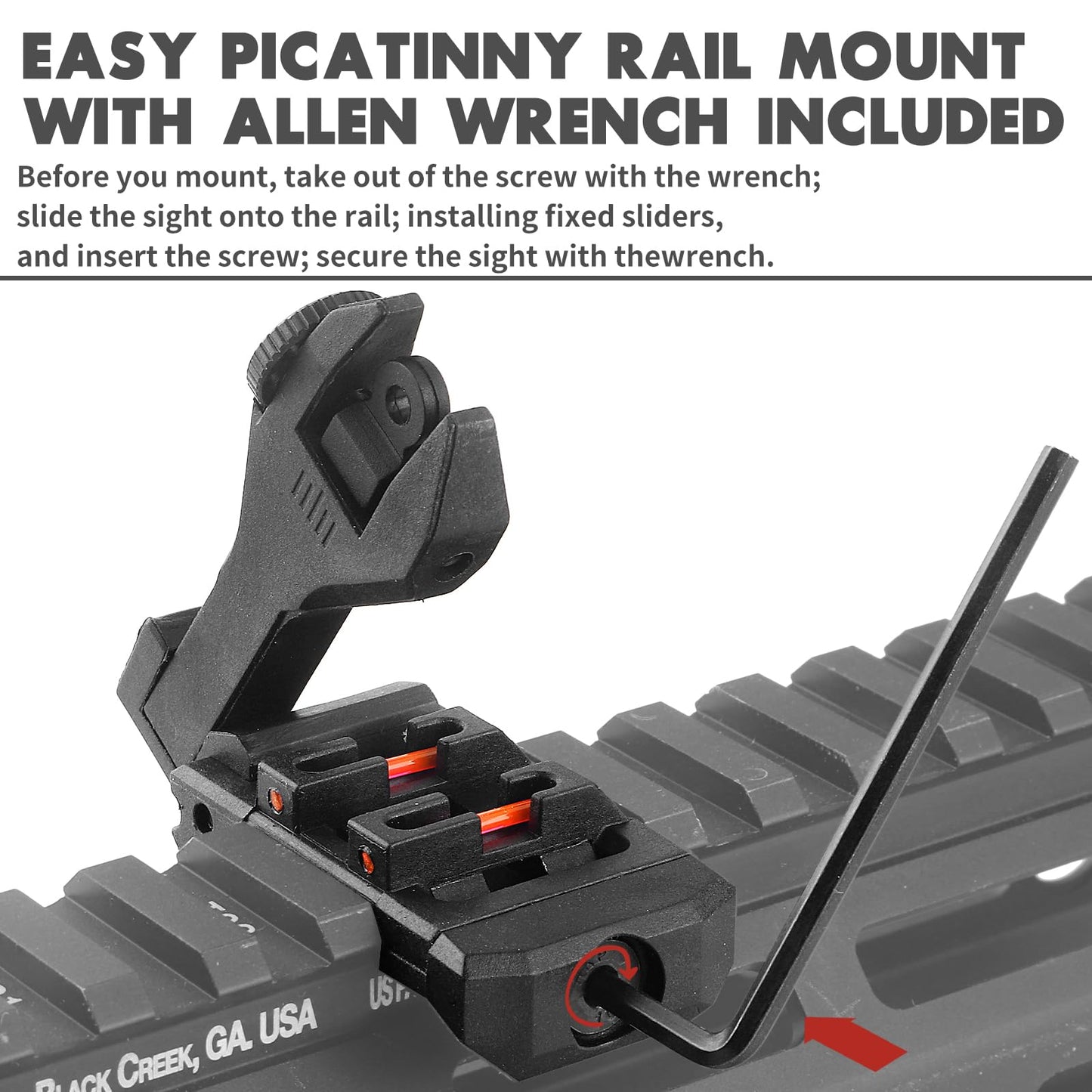 ZBULAR Fiber Optic Sights, Front and Rear Backup Sights with Green Red Fiber Optics Dots, Tool-Free Adjustable Front Sight Rapid Transition (Black)