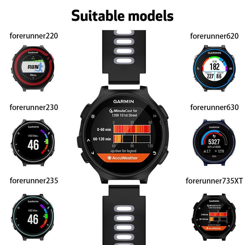 NotoCity Silicone Watch Band Replacement Solft Silicone Strap Compatible Forerunner 230/220/ 235/620/ 630/ 735XT/ Approach S20/ S5/ S6-Black Gray