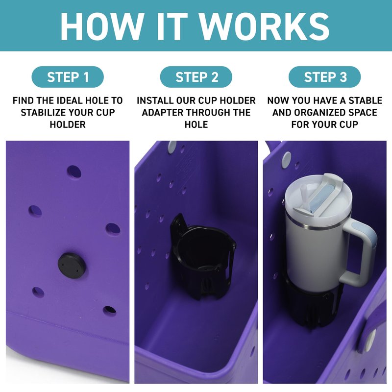 Tributary Brands Cup Holder for Bogg Bag and EVA Beach Bags - Compatible with Most EVA Beach Bags with Circular Hole- Bogg Bag Accessories