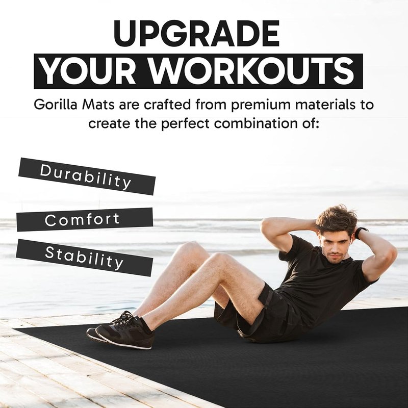 Large Exercise Mat - Ultra Durable Non-Slip Home Gym Flooring | 6'x4', 7'x4', 7'x5', 8'x4', 10'x4' (1/4" Thick)