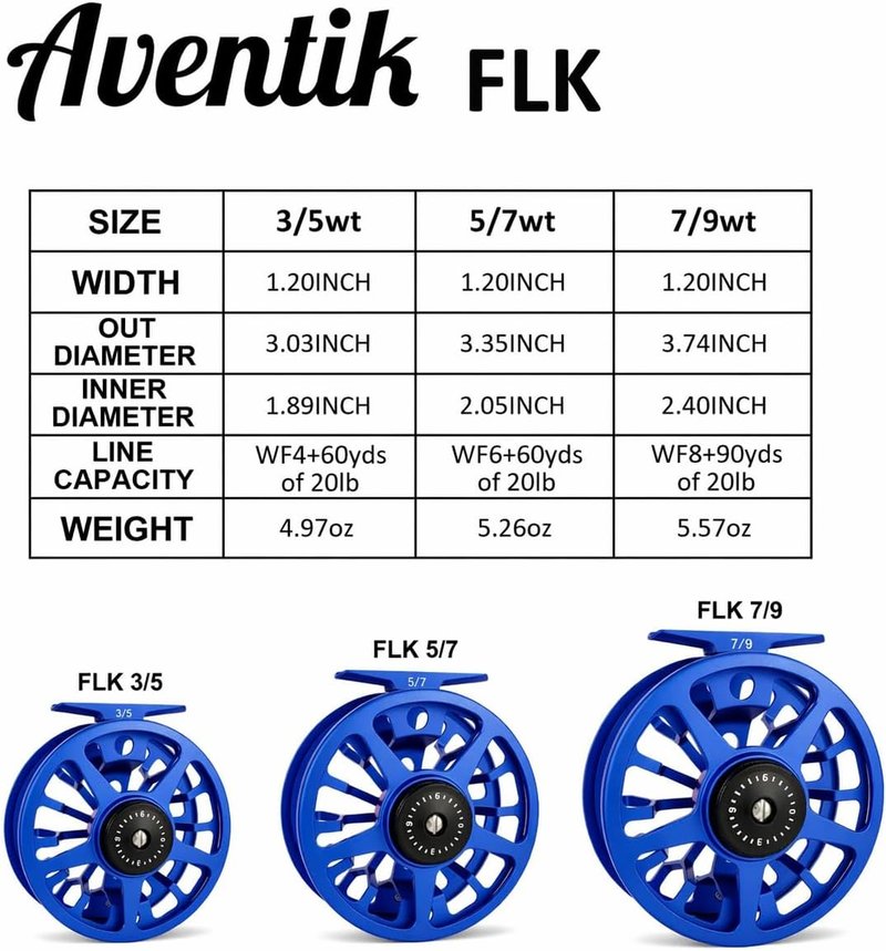 Aventik Fly Fishing Reel - Aluminum Large Arbor Design for Trout | 3/5, 5/7, 7/9wt Options