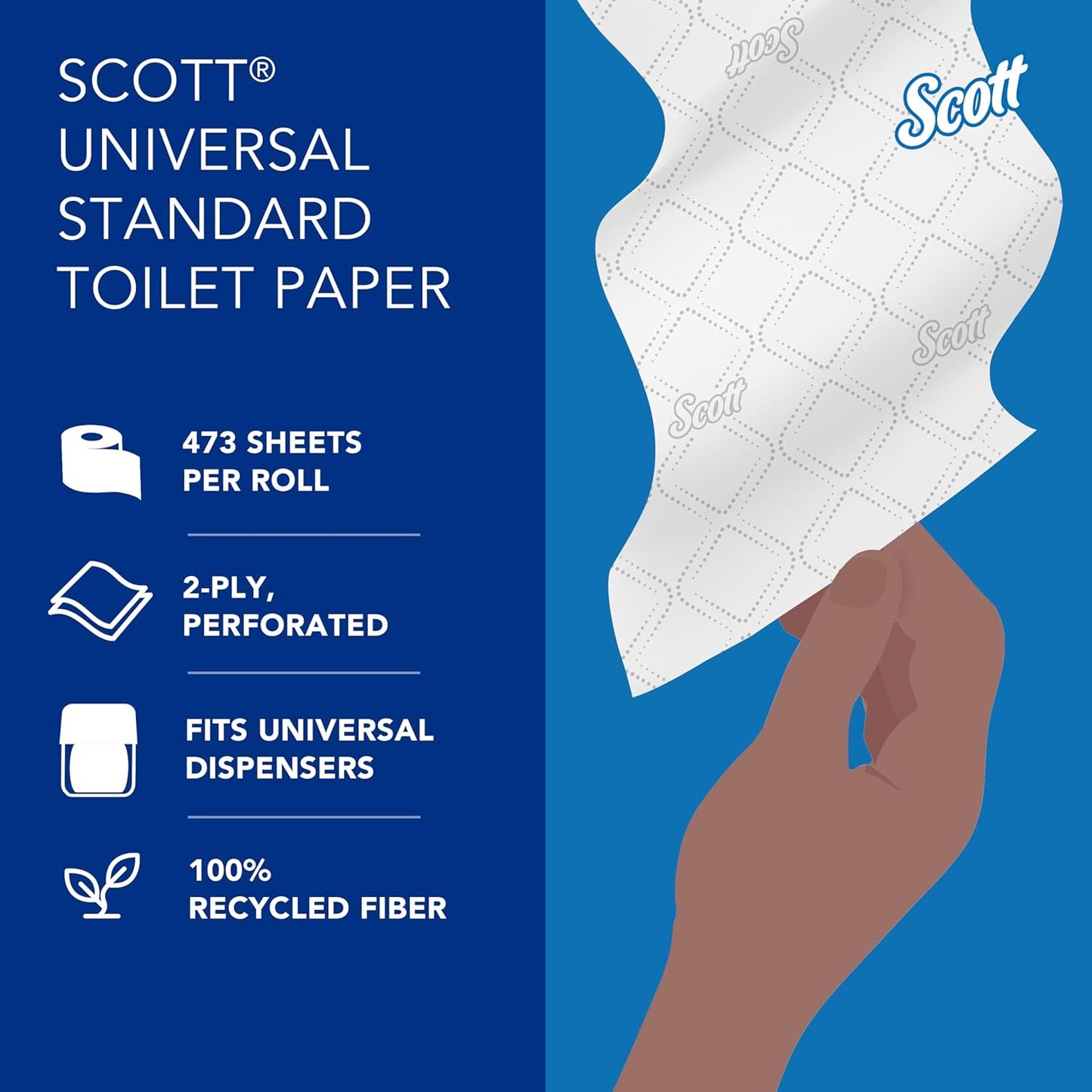 Scott Professional 100% Recycled Fiber Toilet Paper - 2-Ply, Individually Wrapped, 80 Rolls (37,840 Sheets)