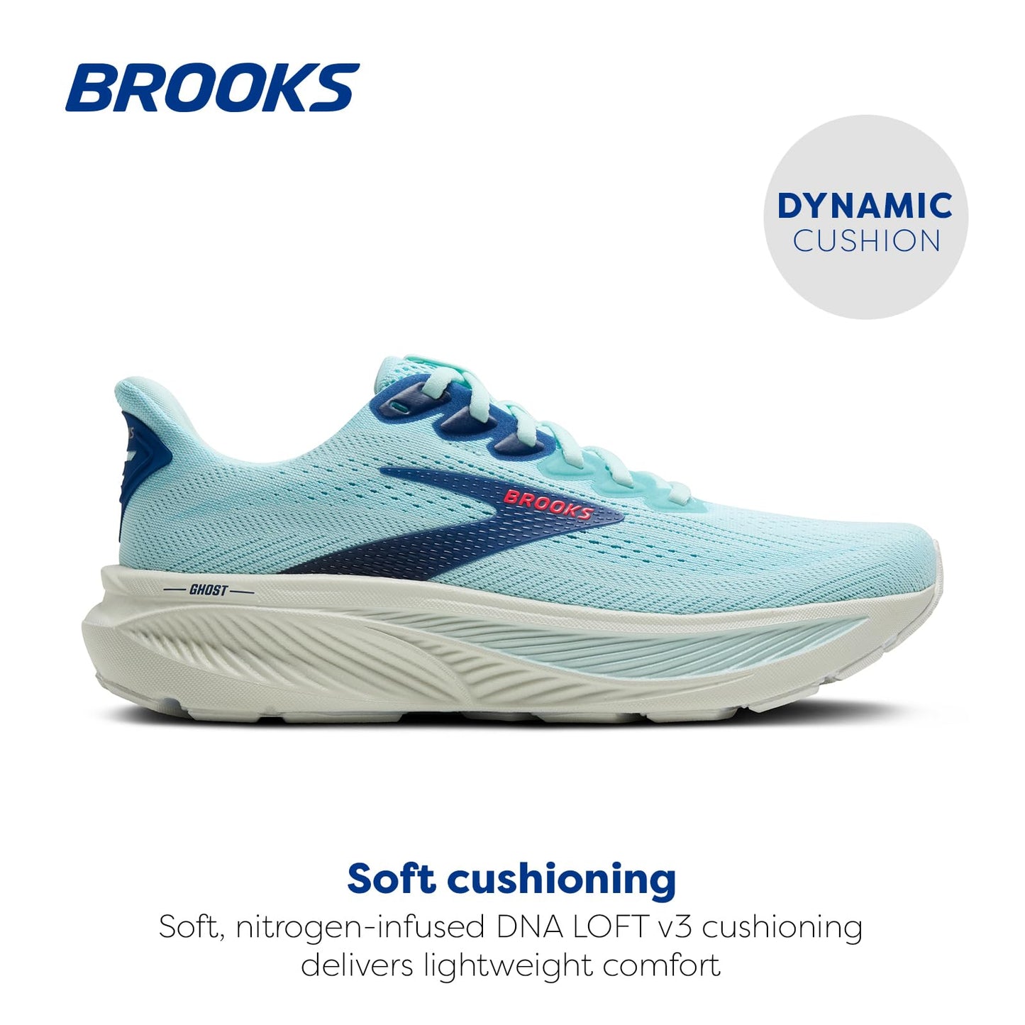 Brooks Women’s Ghost 17 Neutral Running Shoe - Clearwater/Navy Peony - 7.5 Medium