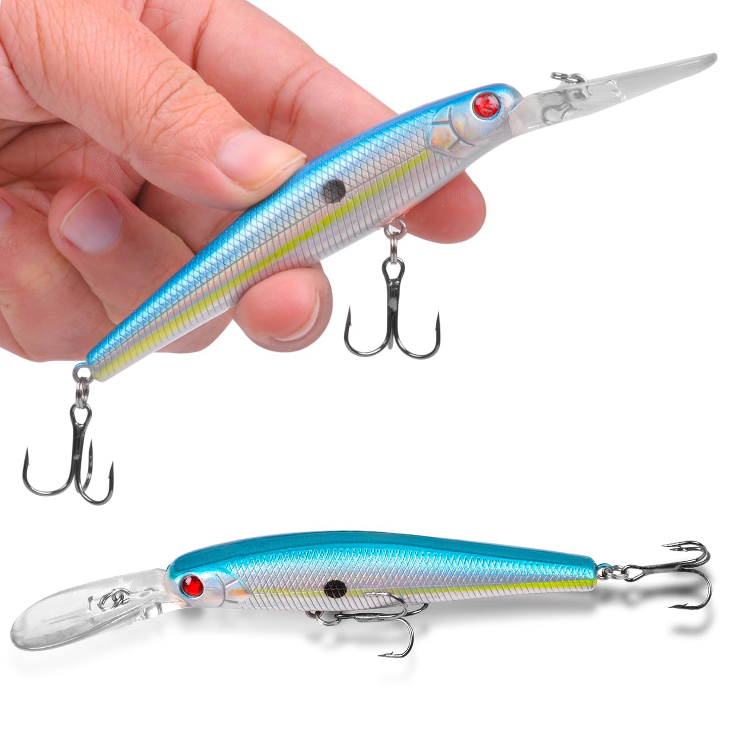 Fishing Lures Kit 10pcs Hard Bait Minnow Deep Diving Swimbait Life-Like Walleye Lures for Bass Trout Pike Freshwater Saltwater Fishing Bait