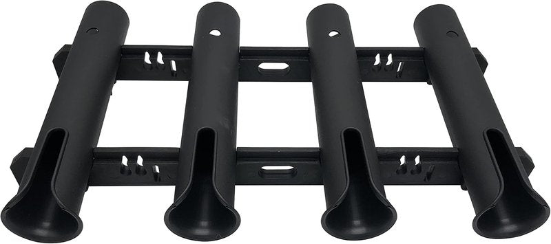 Fishing Rod Holder Rack - Wall Mounted 4-Pole Tubes for Organized Storage | Black Finish