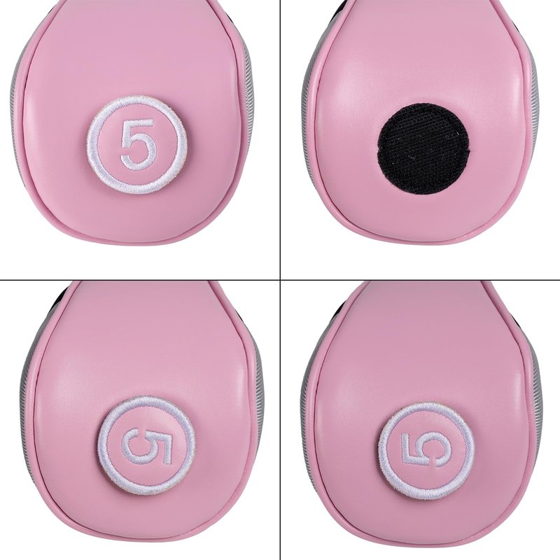 Andux 3pcs/Set PU Golf Wood Club Head Covers 460cc Driver Covers with Long Neck Pink