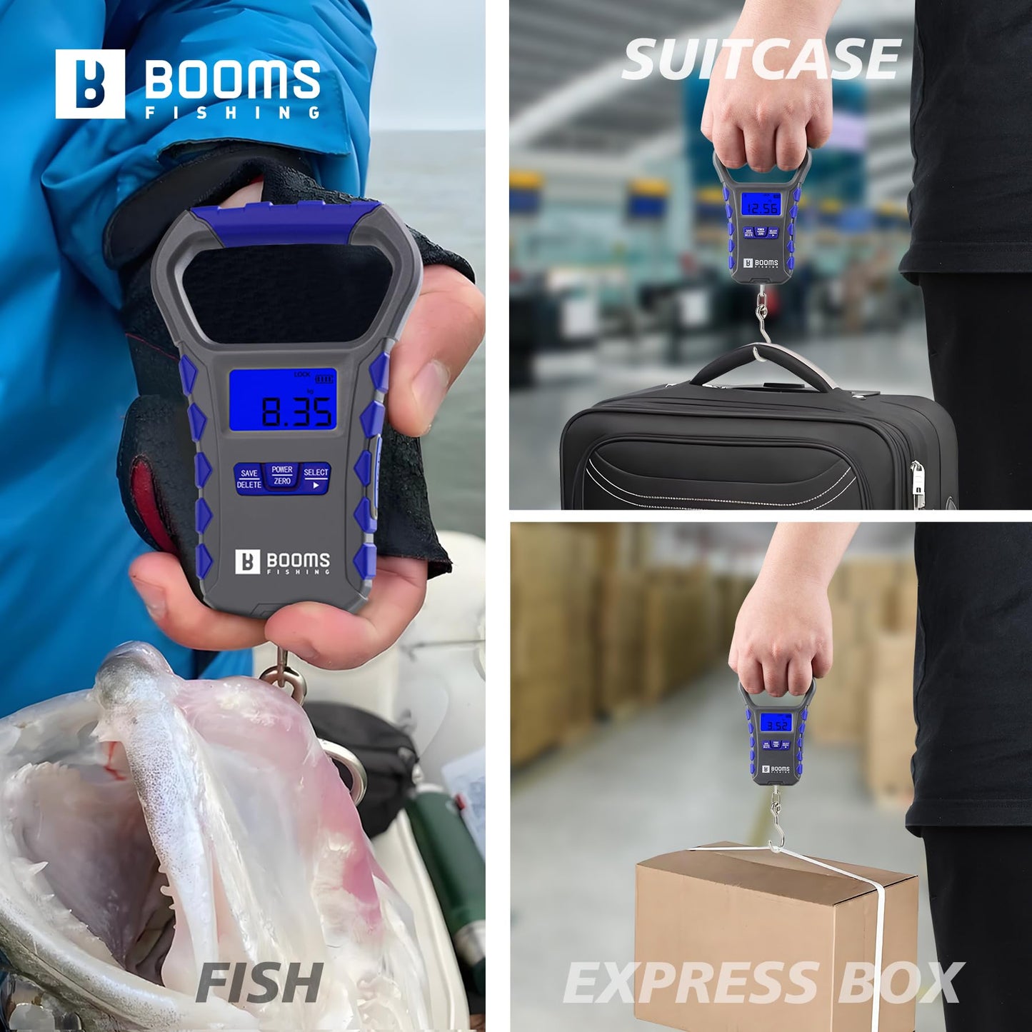 Booms Fishing Scale with Fish Gripper: Digital Fish Scale and Lip Gripper Combo - Fish Weigher with 65lbs/30kg Capacity, USB Charging, LCD Display, Memory Storage - Fishing Tools for Men, XW50