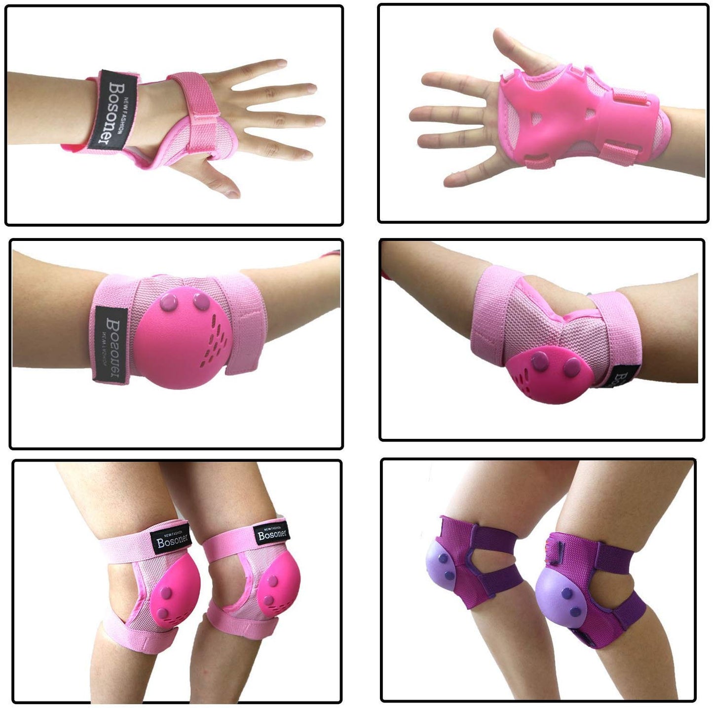 BOSONER Kids/Youth Knee Pads Elbow Pads Wrist Guards Set for 3-15 Years, Child Protective Gear Set for Multi-Sports Outdoor, Roller Skates, Cycling, BMX Bike, Skateboard, Inline Skating, Scooter