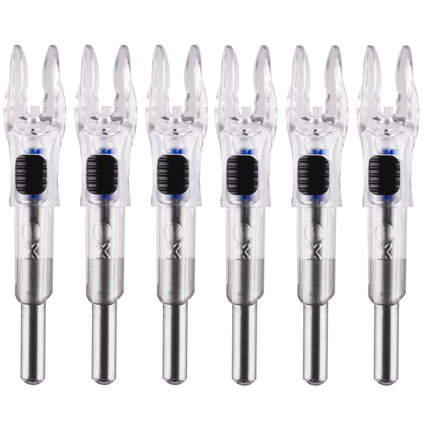 KEAUP 6PCS X Lighted Nocks for Arrows with .204 .233 .244 .246 Inside Diameter with H, S, GT Bushings High-Visibility LED Arrow Nocks, ON/Off Switch Included