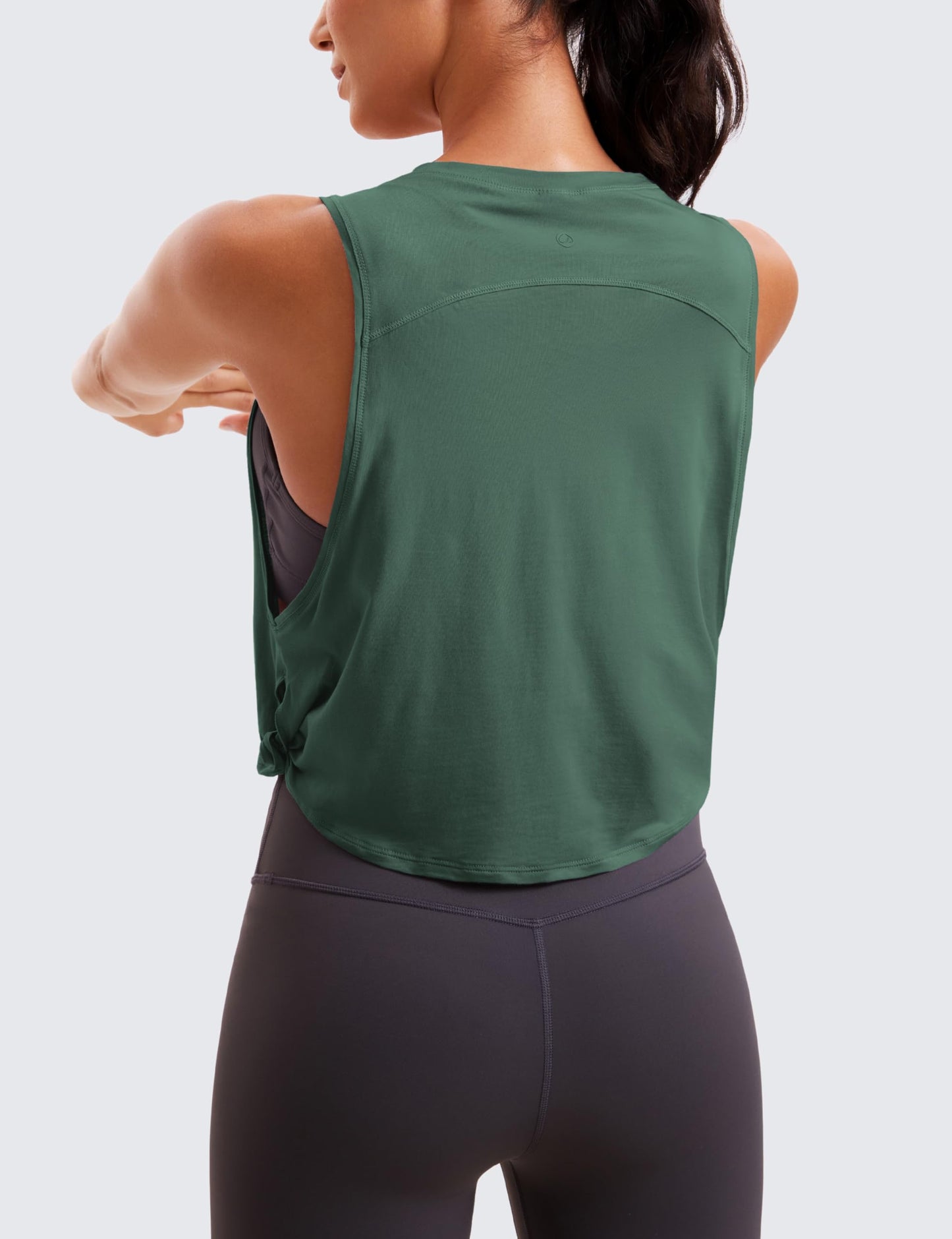 CRZ YOGA Pima Cotton Dropped Armhole Tank Graphite Green Medium