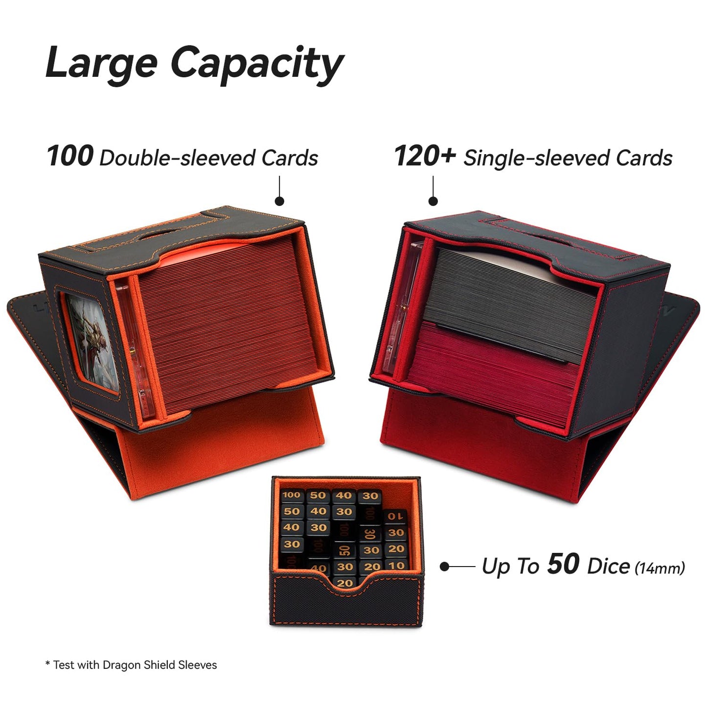Mage Tech Card Deck Box for MTG Commander - Patented Design, Commander Display, Fits 100 Double-Sleeved Cards, 35pt Card Brick & Dice Tray - Blue/Green