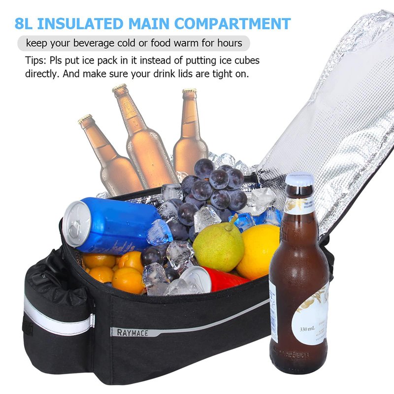 RAYMACE Bike Rear Rack Bag, Bike Trunk Cooler Bag, Bicycle Pannier for Warm or Cold Items