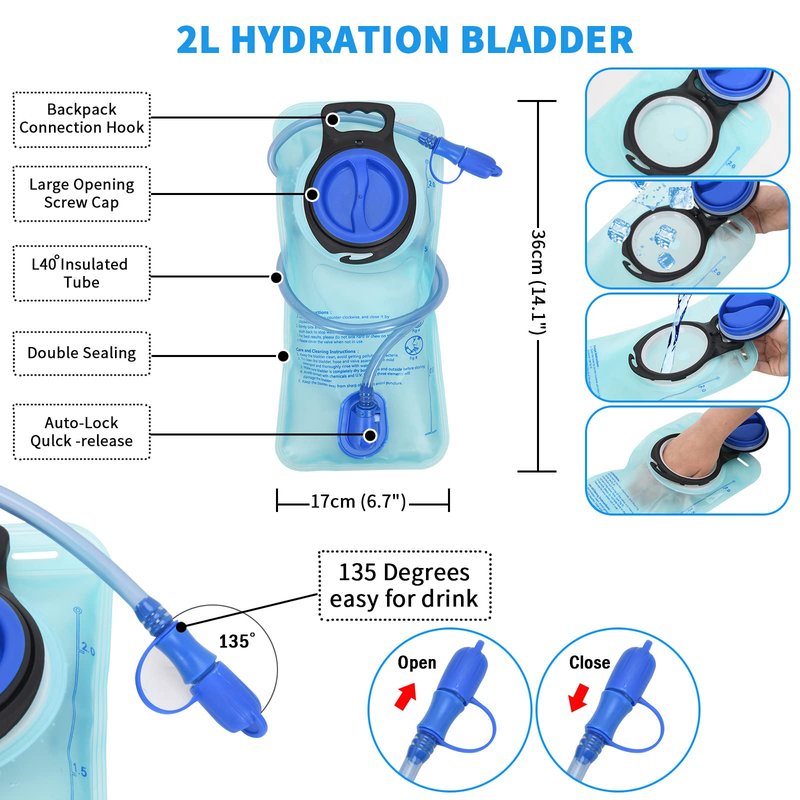 Roptat Hydration Backpack Pack with 2L Hydration Bladder - Lightweight Water Backpack Water Pouch for Women Men Running Riding Biking Music Festival (Pink-Laser)