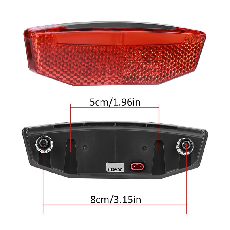 EBike Tail Light, 6V-60V LED Warning Light High Brightness Bike Rear Light Night Riding Equipment Waterproof Connector Electric Bike Accessories for Night Riding Cycling