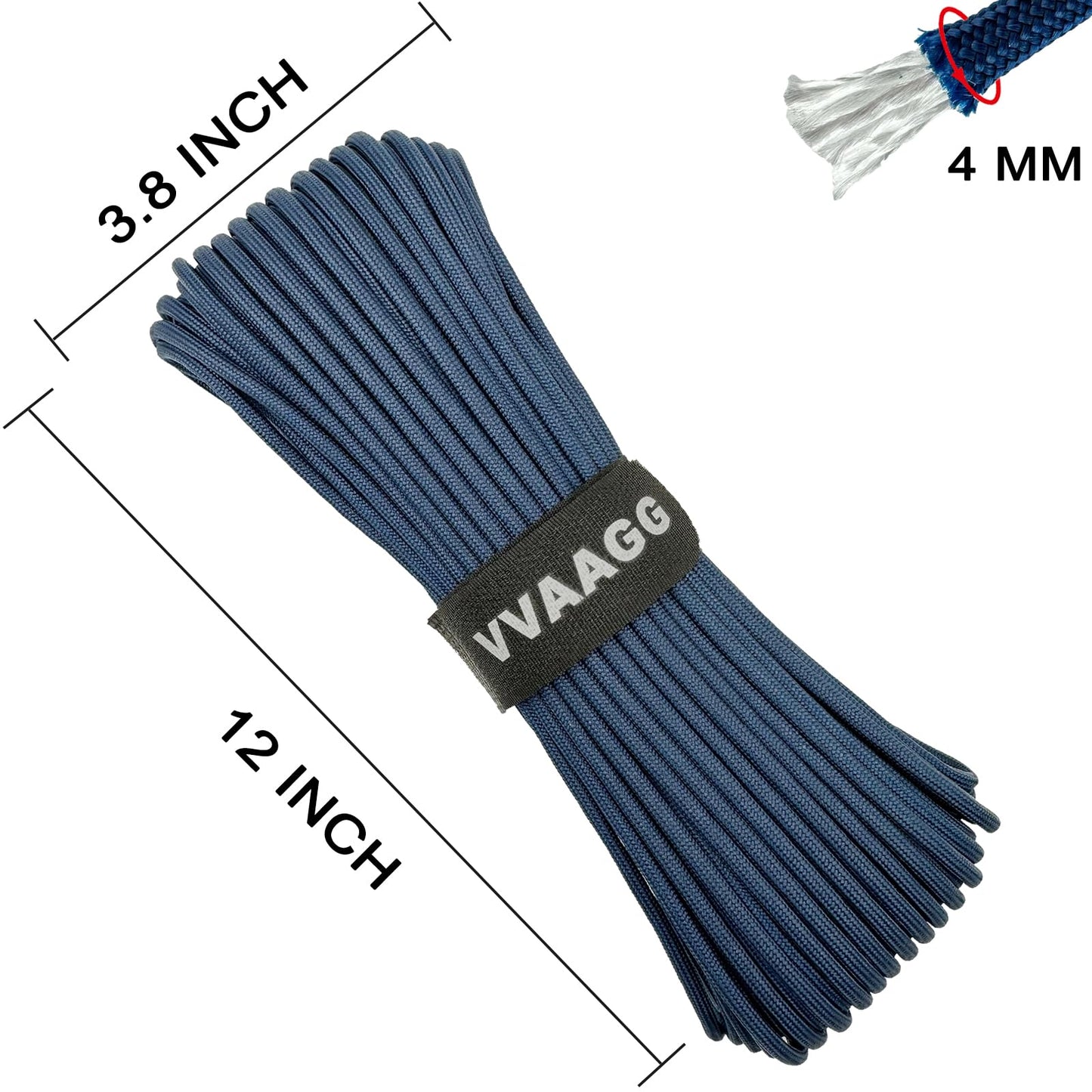 VVAAGG 550 Paracord 100FT - 4mm Lightweight and Durable Camping Rope, Tent Rope, Nylon Cord Rope (Navy Blue)