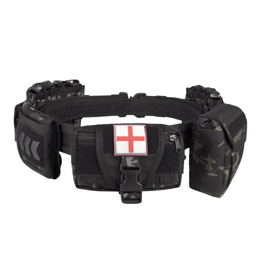 YAKEDA Tactical Battle Belt Duty Belts Law Enforcement Police Utility Belt With Pouches 7 in 1 (Black CP)