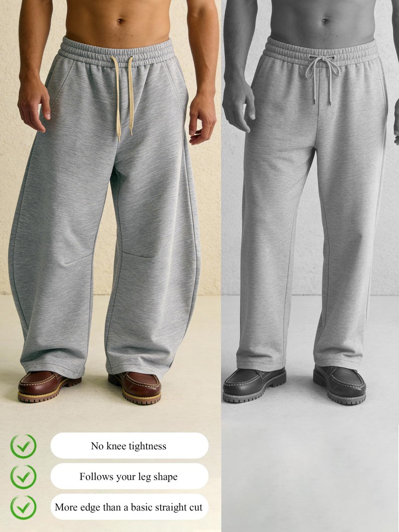 JEMLDL Men's Baggy Sweatpants Women's Streetwear Wide Leg Barrel Sweat Pants Oversized Fashion Long Pants with Pockets Light Gray Medium