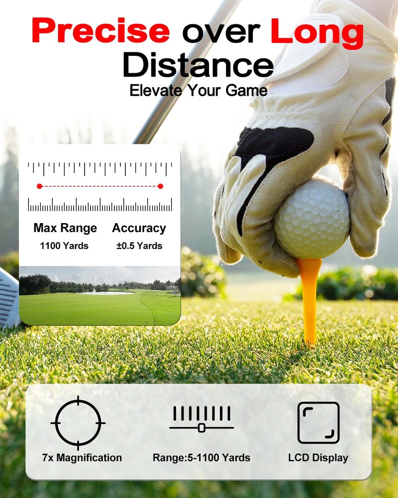 Golf Rangefinder with Slope Magnetic, 660/1100YDS, 7X Magnification, 5 Modes, Flag Pole Locking, Vibration, Range Finder Golf Tournament Legal, Rechargeable Golf Accessories Gift for Men, Pure White