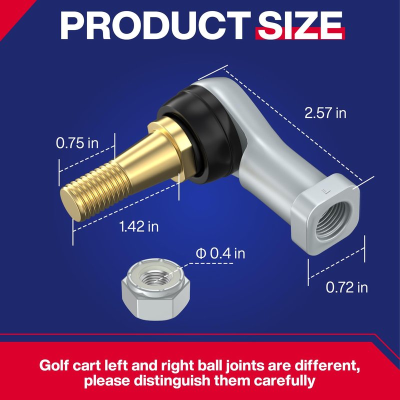 SUPGCPER Golf Cart Tie Rod Ends Ball Joint Kit, EZGO Tie Rod End Fit TXT 2001-UP Gas and Electric, EZGO Ball Joint Kit, OEM Number# 70902-G01, 70902-G02, 2PCS (Driver and Passenger Side)