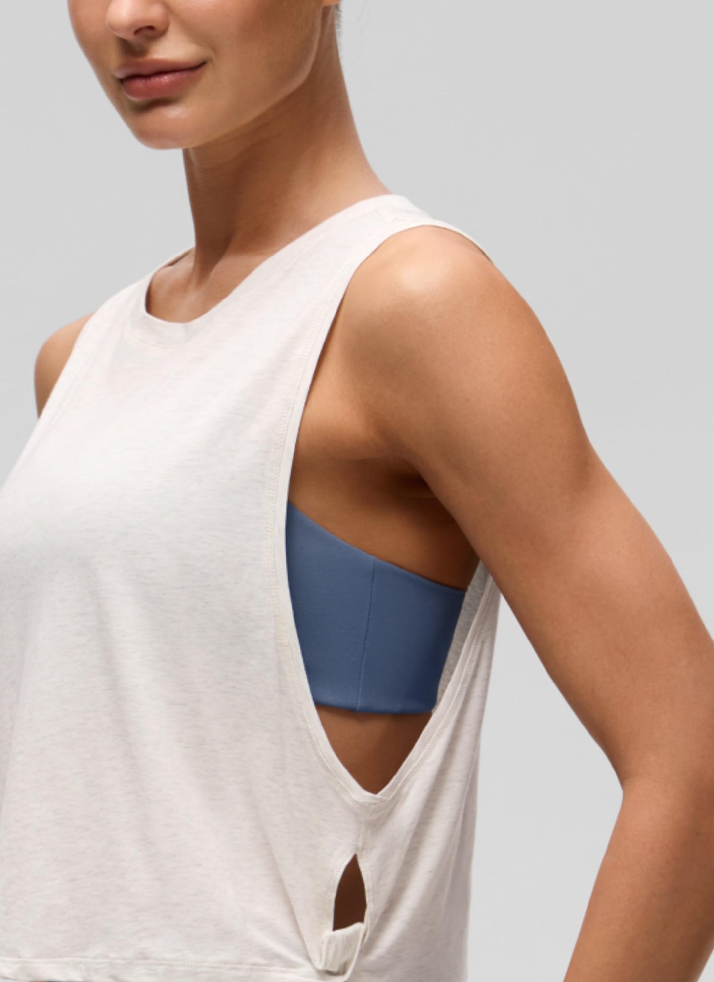 CRZ YOGA Pima Cotton Dropped Armhole Tank Ice Grey/White Small