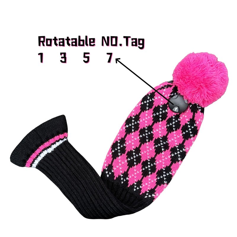 3pcs Knit Pink Golf Club Head Covers, Golf Driver 3 5 Fairway Woods Covers, Pom Pom Golf Wood Headcovers Covers for Driver, 3 5 Woods Women