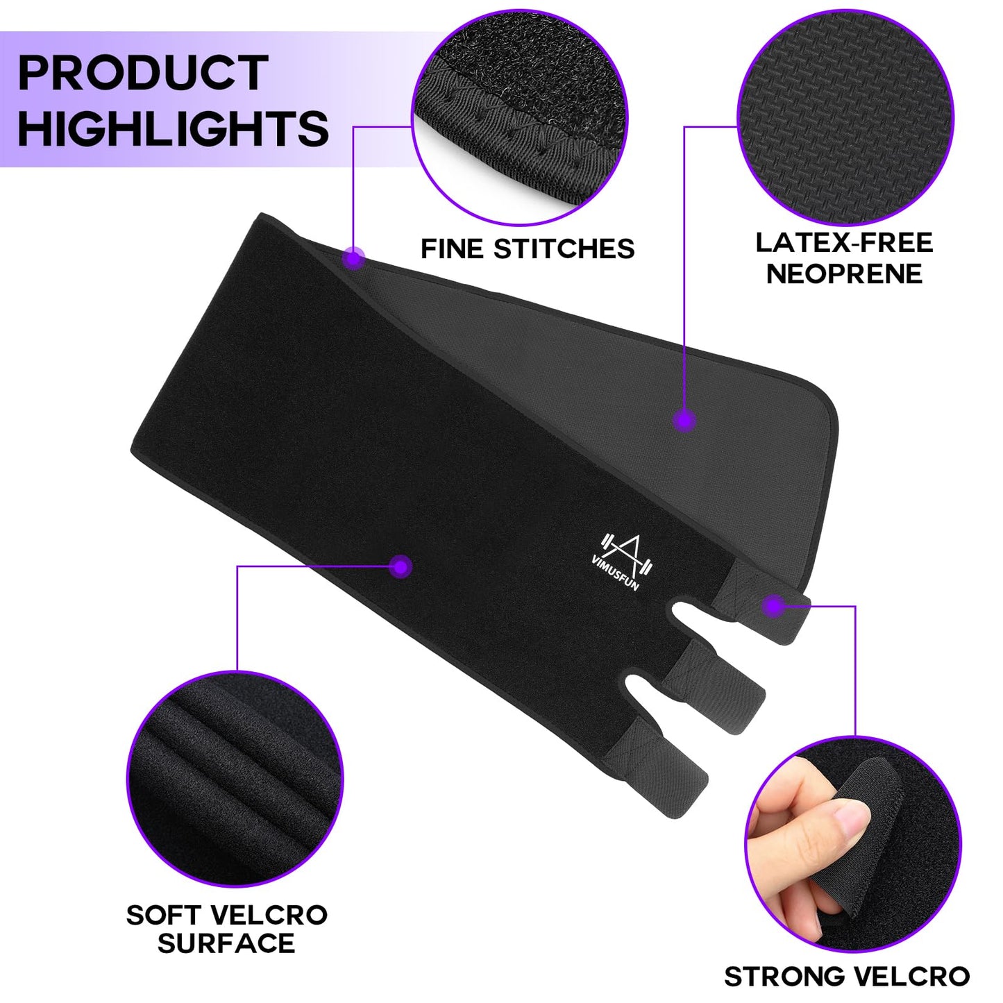 VIMUSFUN Waist Trimmer for Women Belly Fat, Sweat Waist Trainer Stomach Wraps for Weight Loss, Exercise Sweat Bands, Sauna belts Black