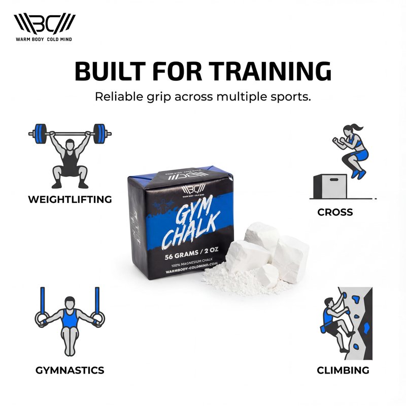 WARM BODY COLD MIND Premium Chalk Block for Weight Lifting - Hand Grip for Cross Training, Climbing, Gymnastics, Weightlifting, Powerlifting, Deadlift, Pole Dancing, Sport Gym, Fitness (8 Blocks)
