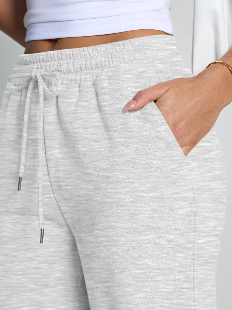 Trendy Queen Womens Wide Leg Fleece Lined Sweatpants Winter Lounge Travel Pants Fall Fashion Outfits 2026 Baggy Joggers Clothes with Pockets Grey XS