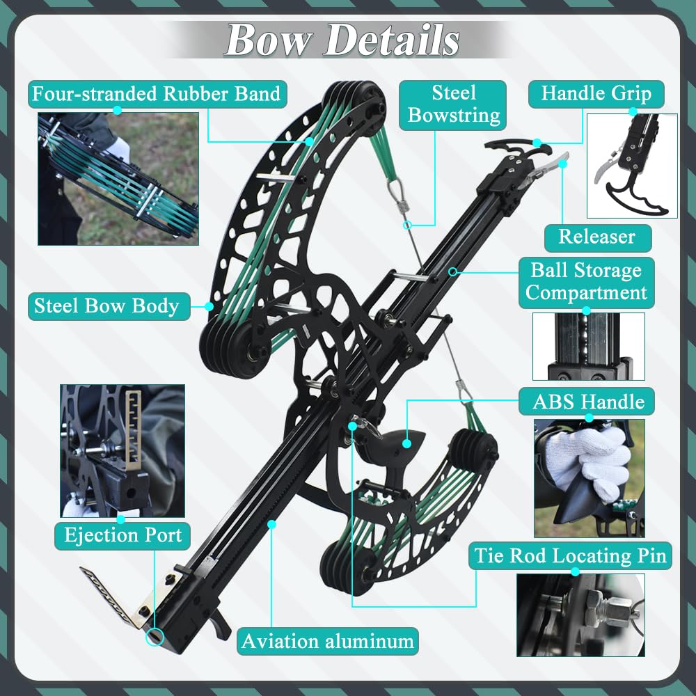 Runzkzy Ball Bearing Bow, Compound Bow Set That Shoots Steel Balls, Right Handed Hunting Bows for Adults, Composite Pulley Bow with Continuous Shooting