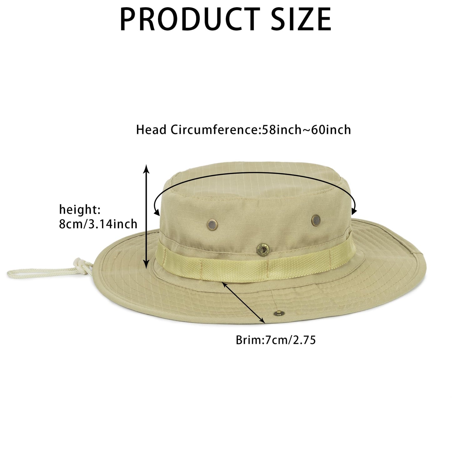Summer Sun Hats for Men-Women Outdoor UV Protection Fishing Hat Foldable Boonie Hat Hiking Beach Hat Khaki Beige