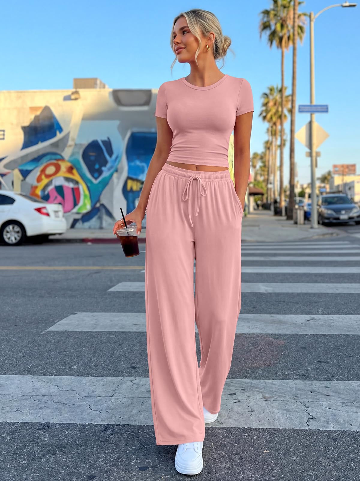 Trendy Queen Womens Petite 2 Two Piece Set 2026 Summer Workout Beach Vacation Cruise Gym Clothes Spring Fashion Lounge Matching School Comfy Airport Travel Outfit Athleisure Clothing