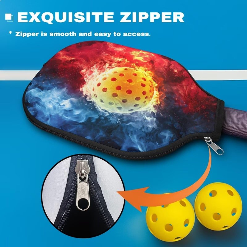 Entornuest Pickleball Flame Pickleball Bag for Men and Women Pickleball Paddle Cover Pickleball Racket Sleeve Portable Pickleball Paddle Cover Organizer Bag with Zipper