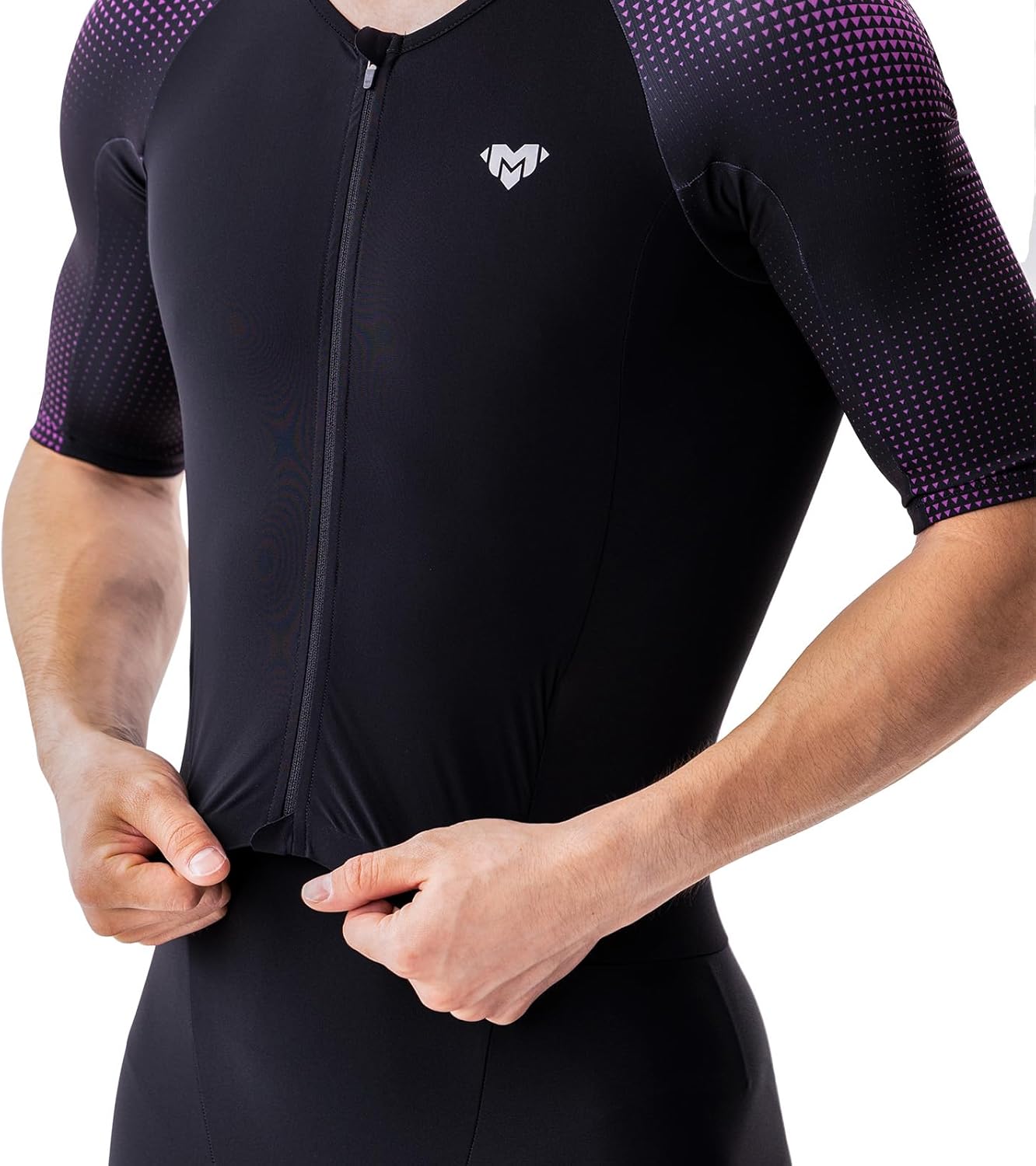 Men’s Triathlon Suit - Short Sleeve Racing Tri Suit | Quick Dry, Padded, Zipper Pocket